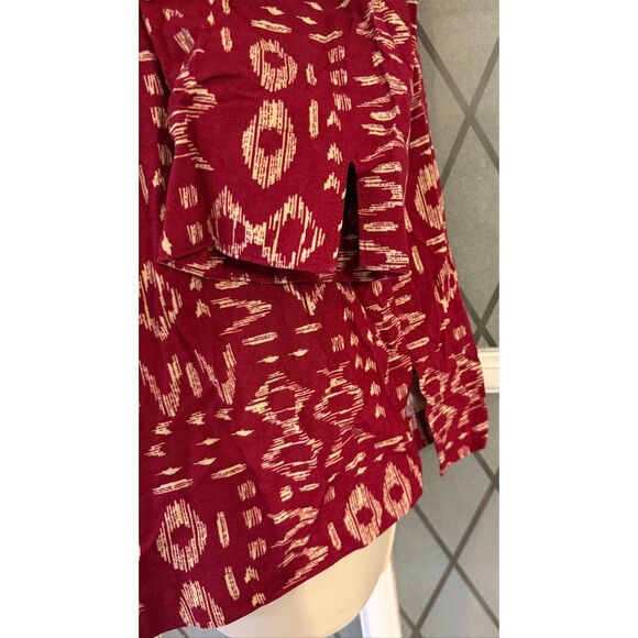 VTG NWOT Blair Tribal Print Button Down Blouse 3/4 Sleeves Burgundy Size Small. - Picture 4 of 8